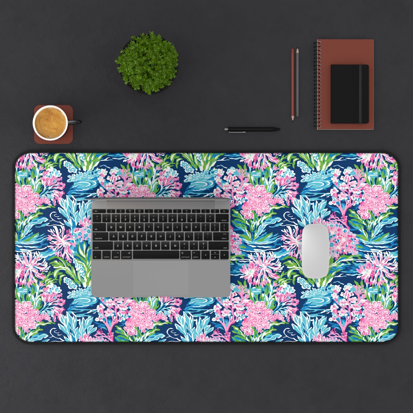 Blush Blossoms: Watercolor Water Garden Adorned with Pink Flowers Desk Mat Extended Gaming Mouse Pad - 3 Sizes