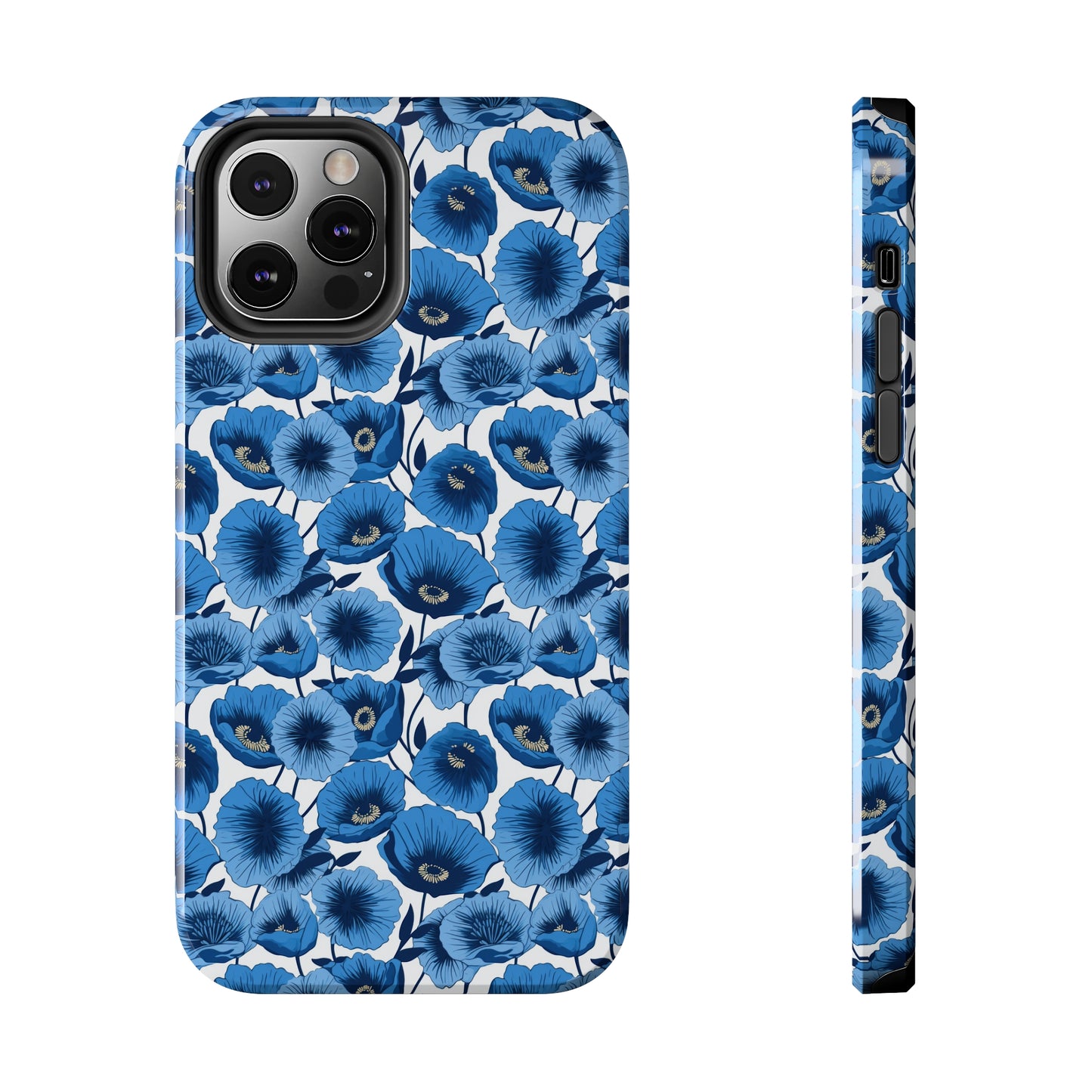 Vivid Blooms Bright Blue Poppies Design Iphone Tough Phone Case