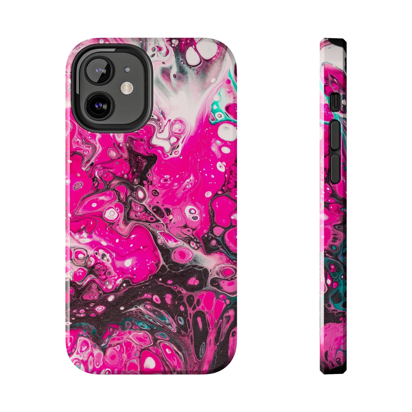 Pink, Black and White Alcohol Ink Design Iphone Tough Phone Case