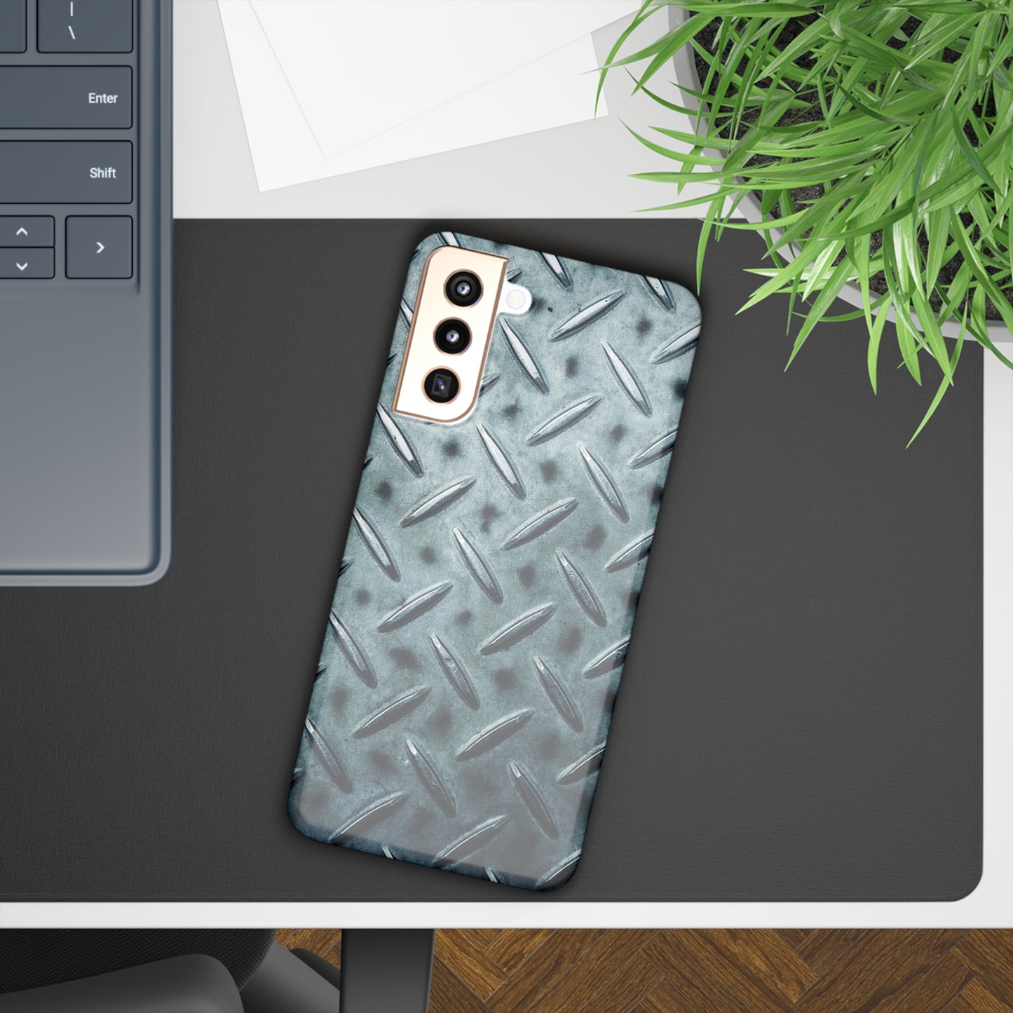 Blue Steel Diamond Plate Design Samsung Slim Cases