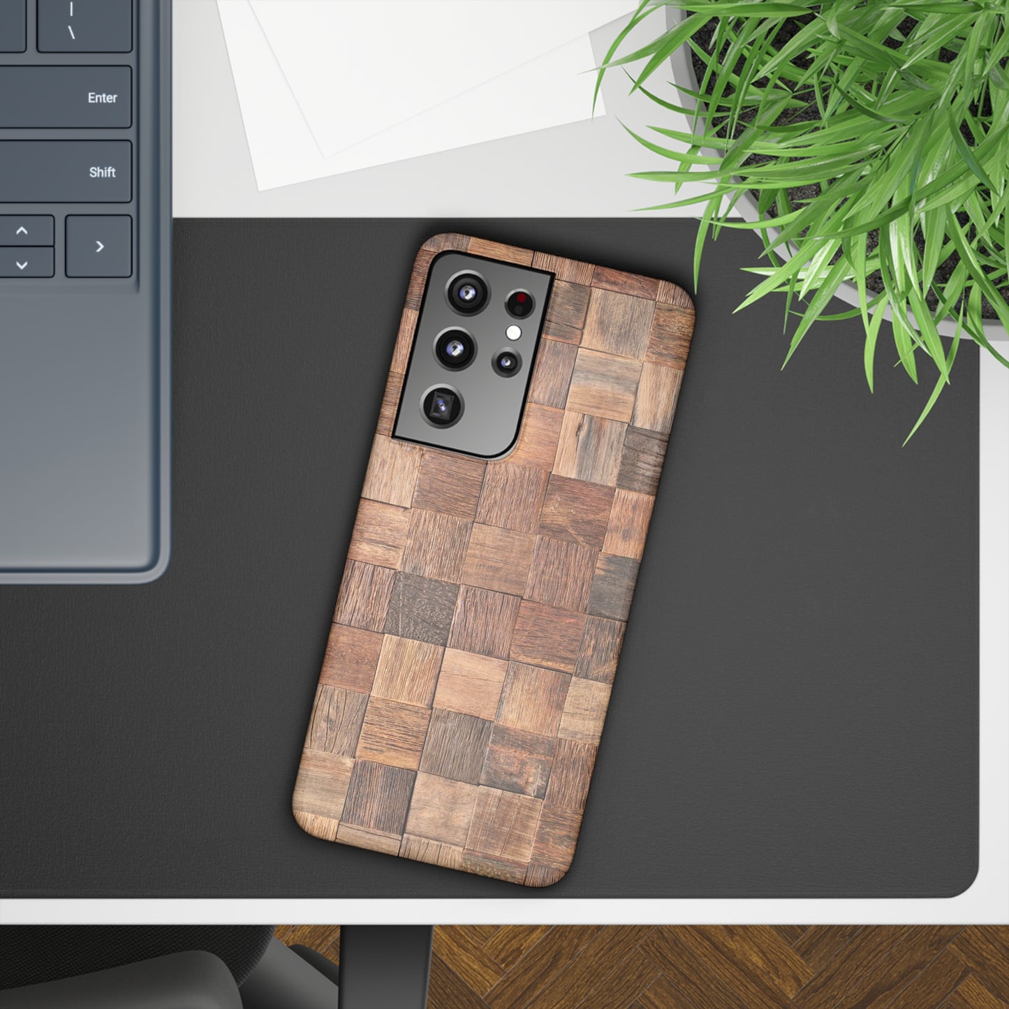 Organic Elegance Natural Woven Wood Design Design Samsung Slim Cases