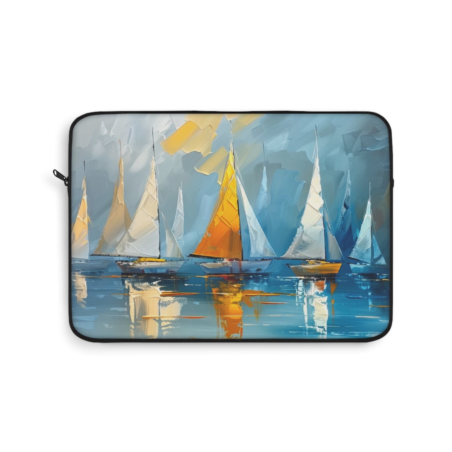 Sailboats Gliding on the Open Sea, Bathed in the Warm Glow of the Setting Sun Laptop or Ipad Protective Sleeve 3 Sizes Available