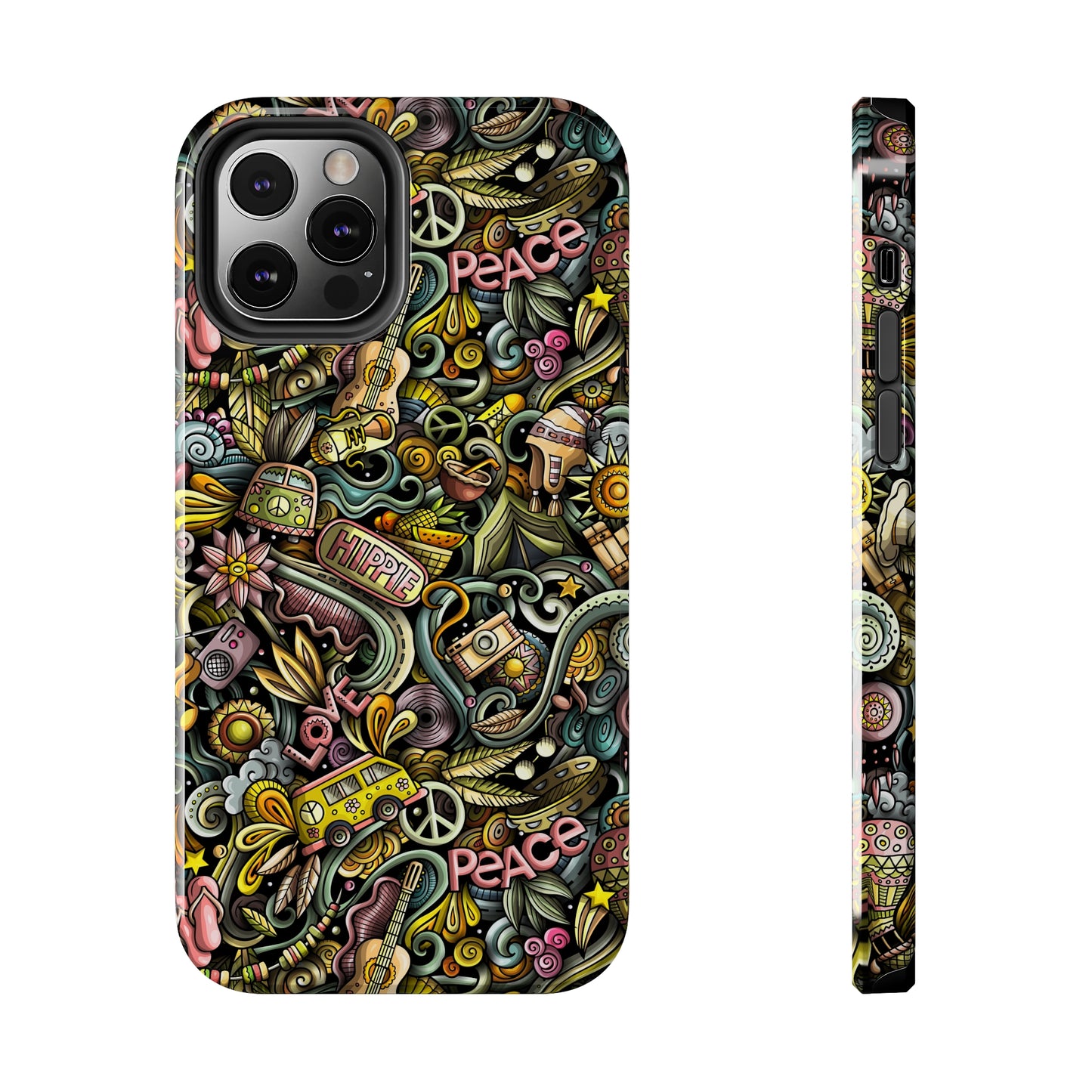 Peace, Love & VW Fun Cartoon Design Iphone Tough Phone Case