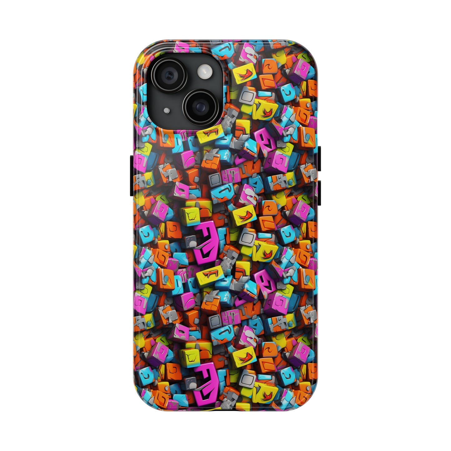 3D Abstract Colorful Block Design Iphone Tough Phone Case