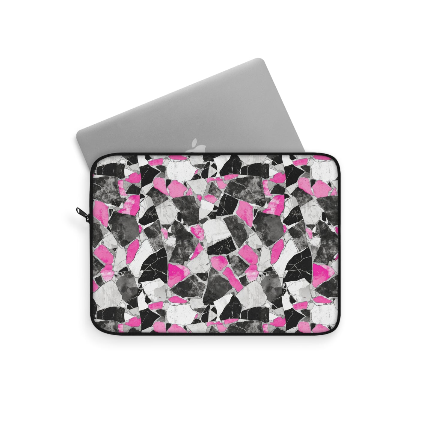 Chic Pink and Gray Mosaic Design Laptop or Ipad Protective Sleeve 3 Sizes Available