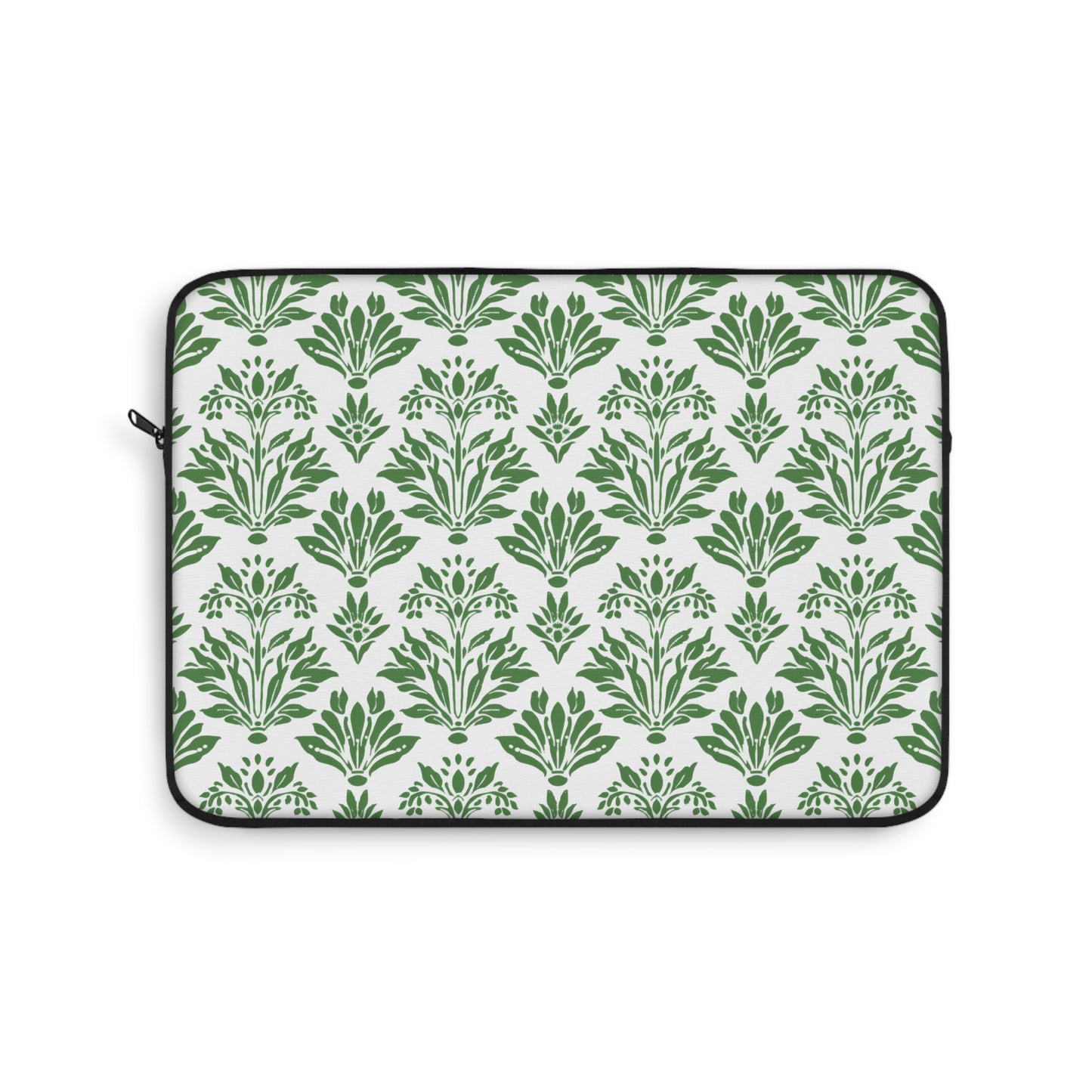 Green Floral Indian Block Print Pattern Laptop or Ipad Protective Sleeve 3 Sizes Available