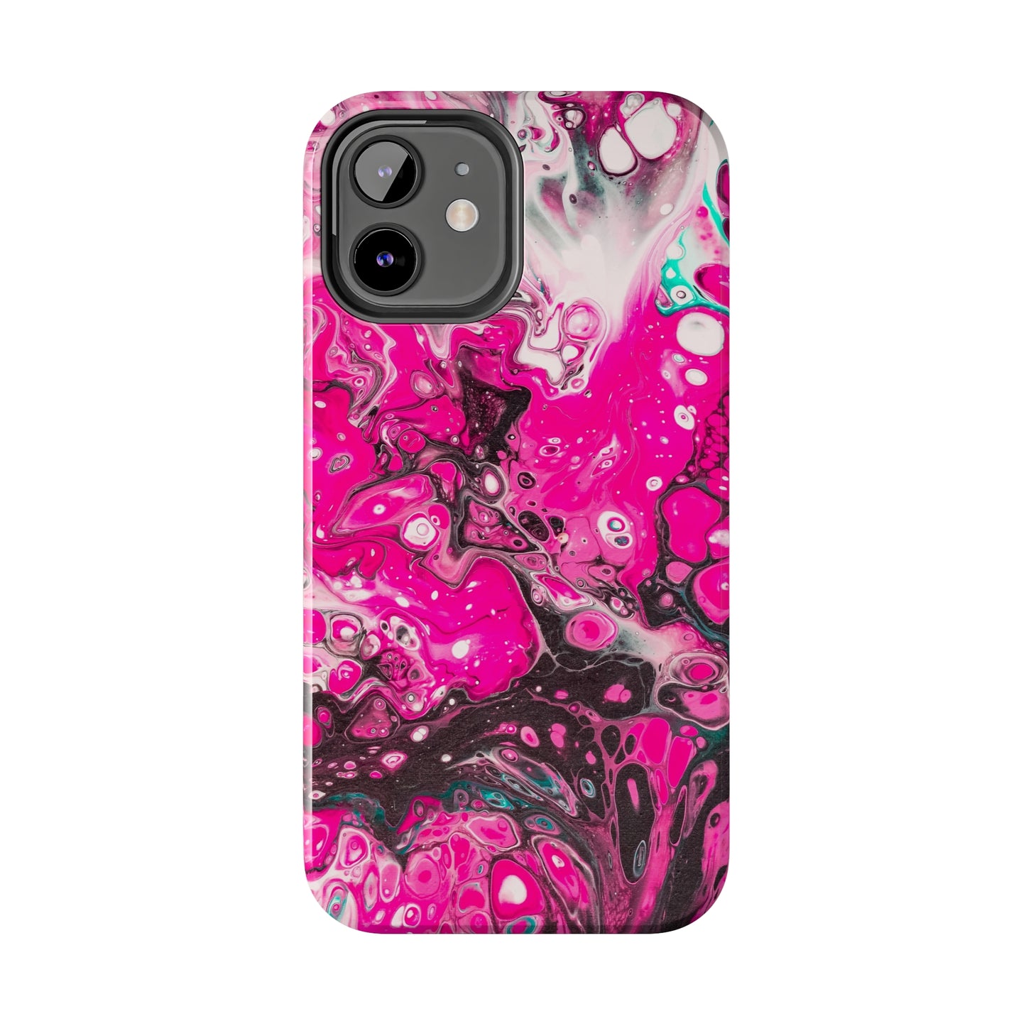 Pink, Black and White Alcohol Ink Design Iphone Tough Phone Case