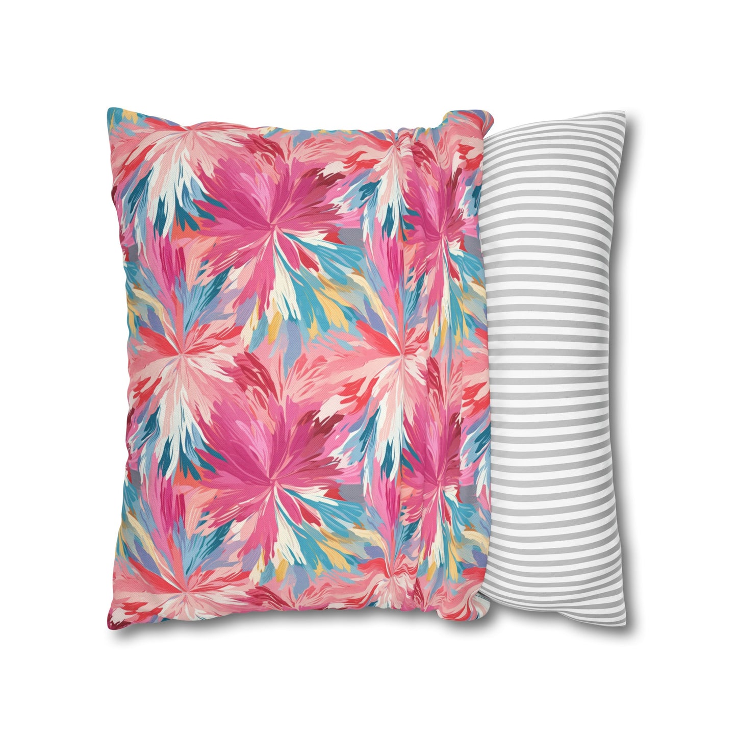 Whispering Sunset: Muted Pinks, Blues, and Gold Watercolor Flowers Spun Polyester Square Pillowcase 4 Sizes