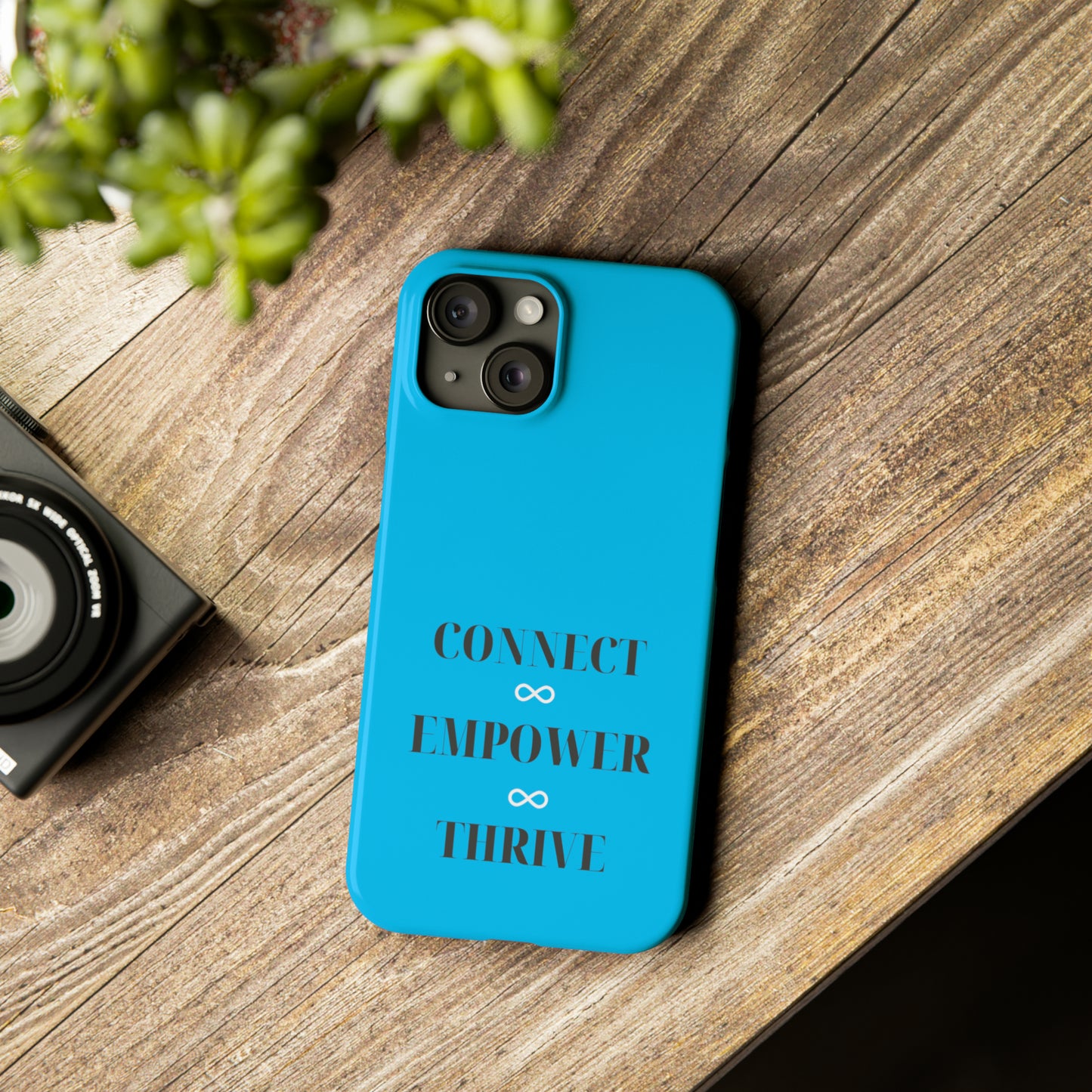 Blue with Connect Empower Thrive Iphone 15-12 Slim Phone Case