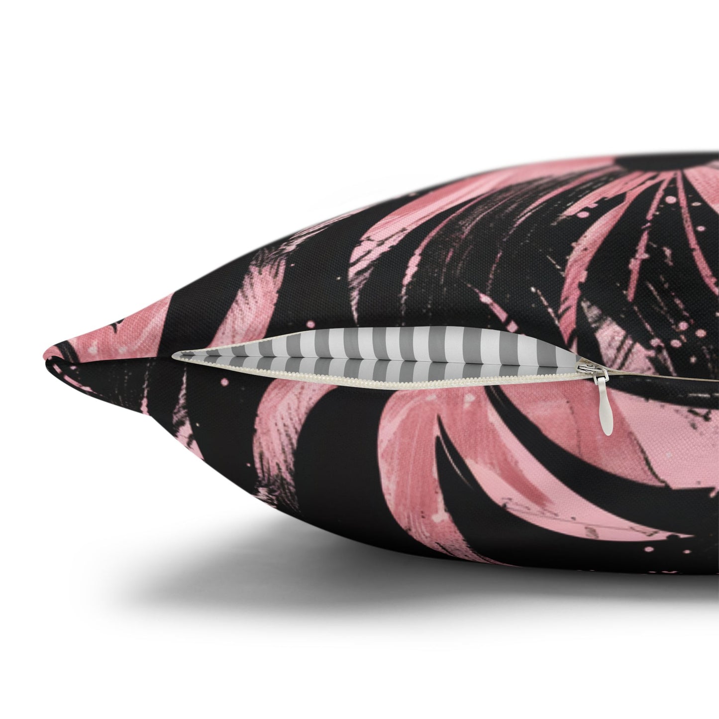 Stellar Blooms of Cosmic Pink on Midnight Black Design Spun Polyester Square Pillowcase 4 Sizes