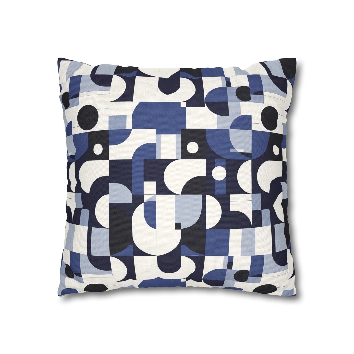 Navy Blue and White Mid-Century Modern Design Spun Polyester Square Pillowcase 4 Sizes