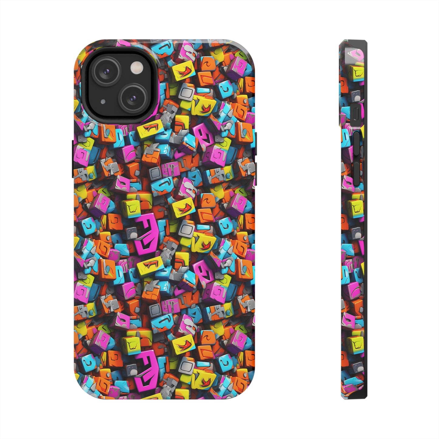 3D Abstract Colorful Block Design Iphone Tough Phone Case