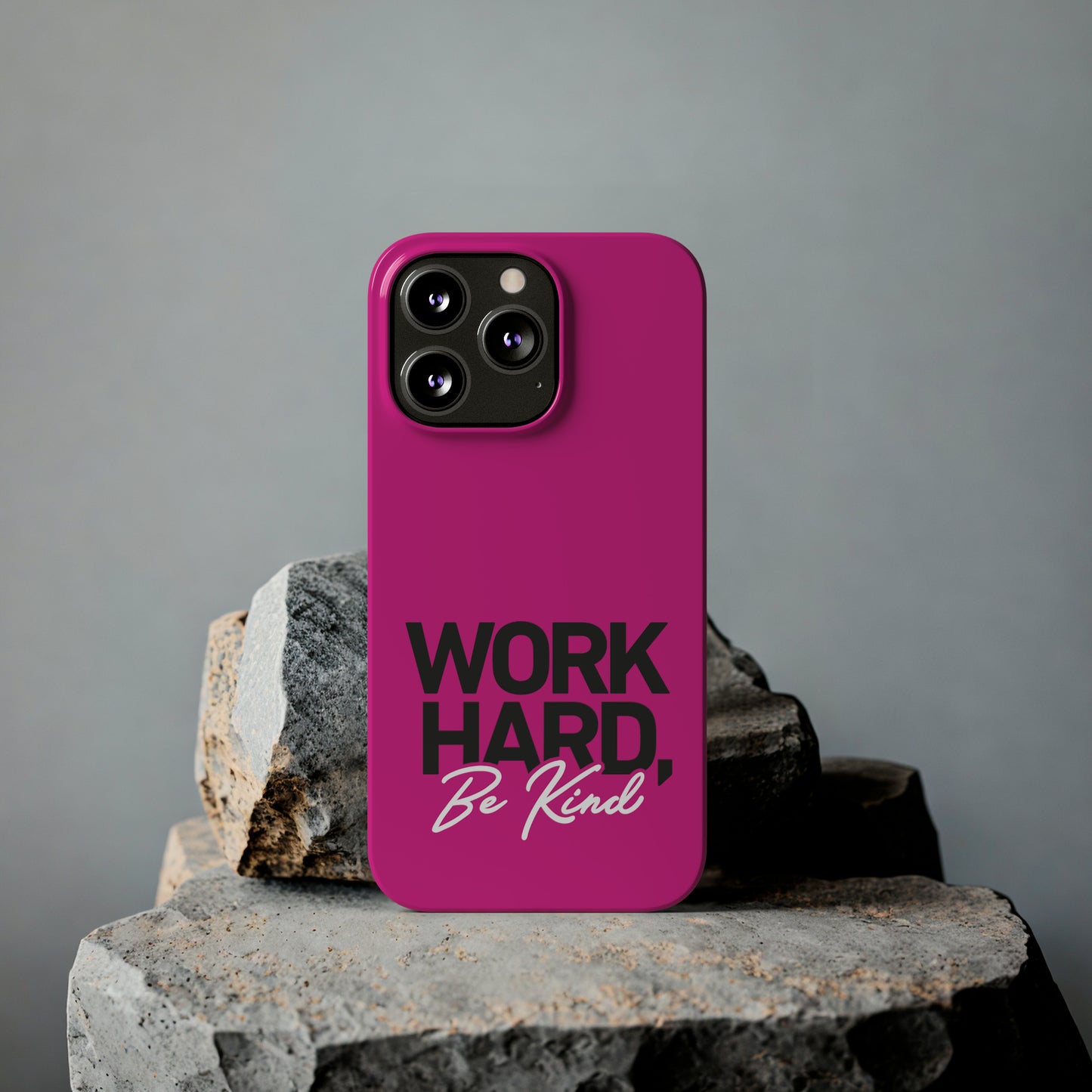 Pink - Work Hard Be Kind Iphone 15-12 Slim Phone Case