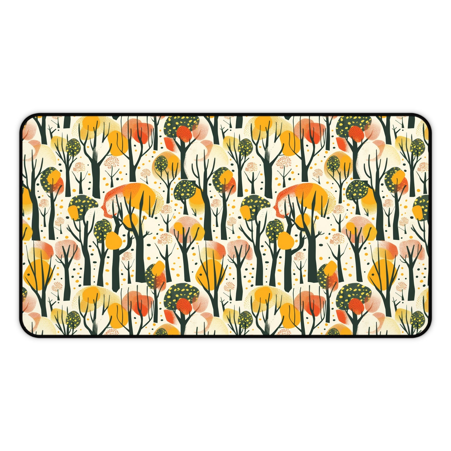 Enchanted Forest of Yellow and Orange Trees on a Speckled Cream Background Extended Gaming Mouse Pad Desk Mat - 3 Sizes