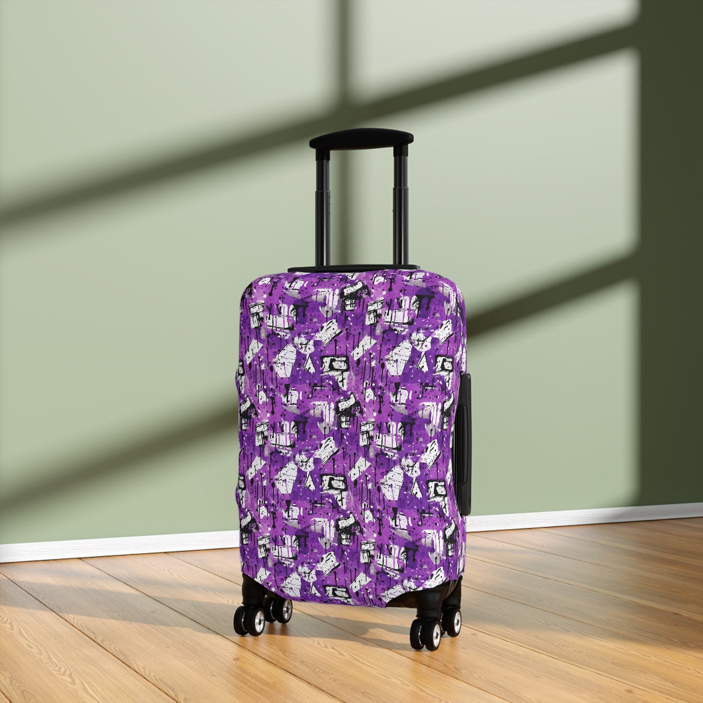 Black, White and Purple Graffiti Abstract Art  - Luggage Protector and Cover 3 Sizes