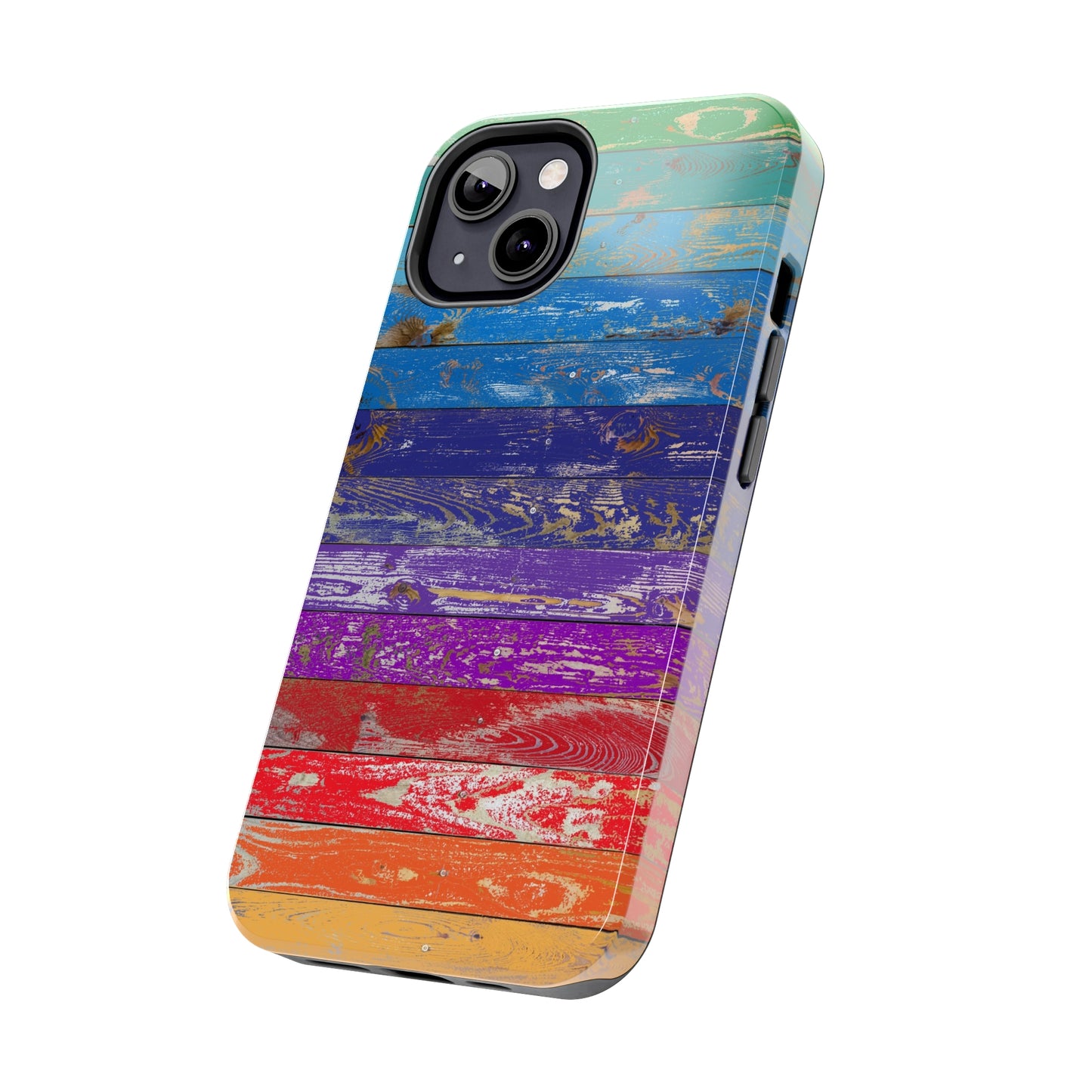 Rainbow Wood Planks Iphone Tough Phone Case