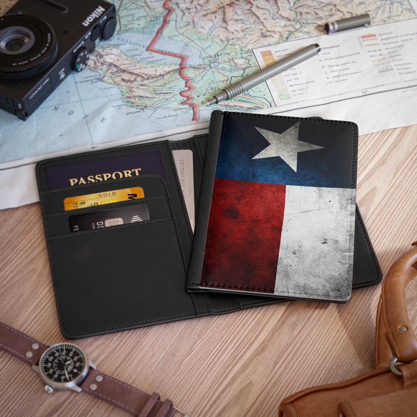 Distressed Texas Flag - Passport Cover Faux Leather RFID Blocking