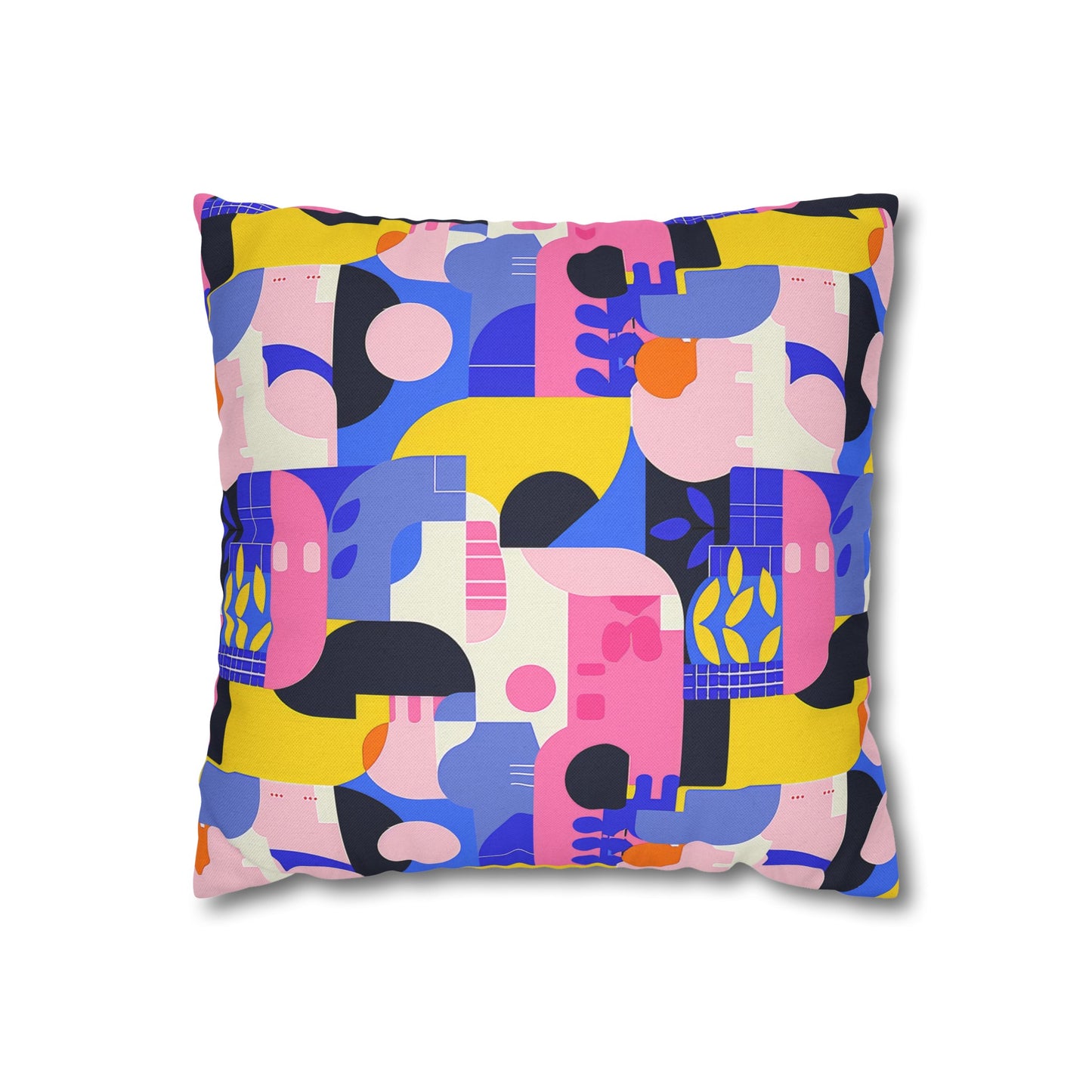 Pop Art in Vibrant Bold Geometric Colors Spun Polyester Square Pillowcase 4 Sizes