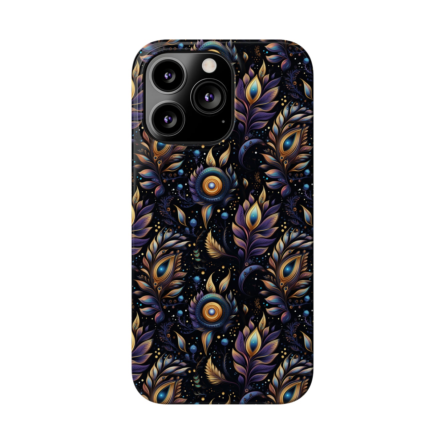 Mystical Enchanted Leaves and Celestial Stars Iphone 15-12 Slim Phone Case