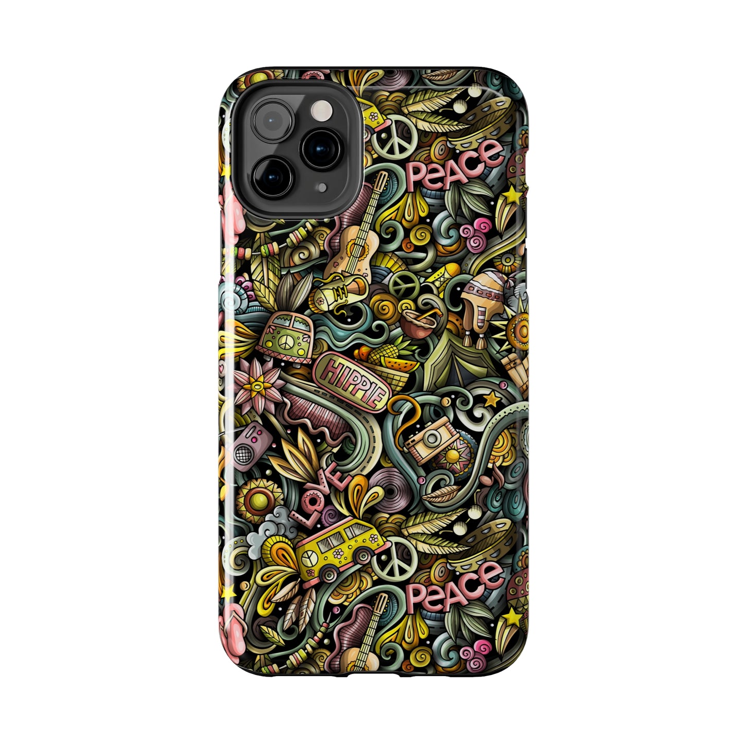 Peace, Love & VW Fun Cartoon Design Iphone Tough Phone Case