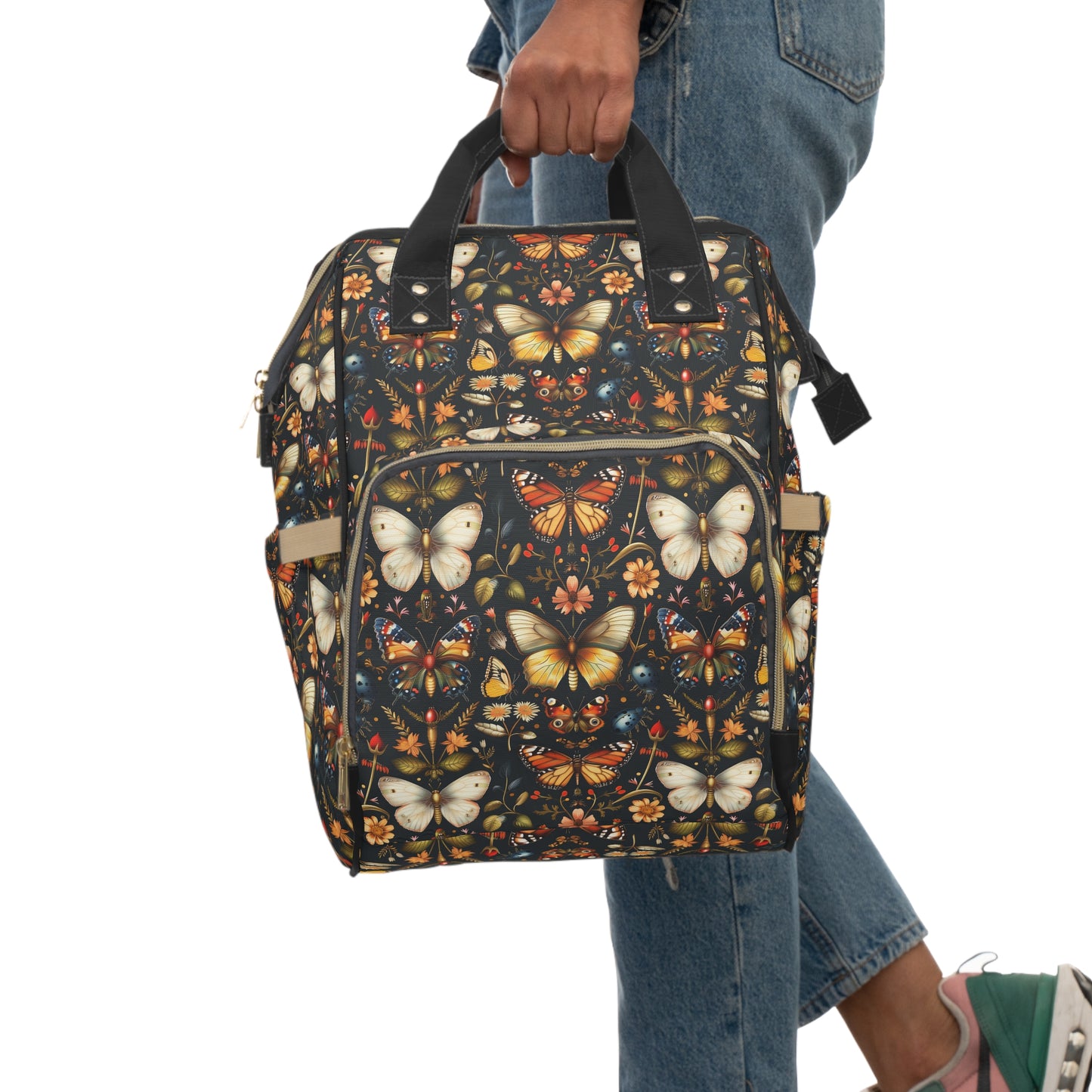 Enchanted Garden of Butterflies and Botanicals in Rich Autumn Hues on a Deep Night Background Multifunctional Diaper Backpack