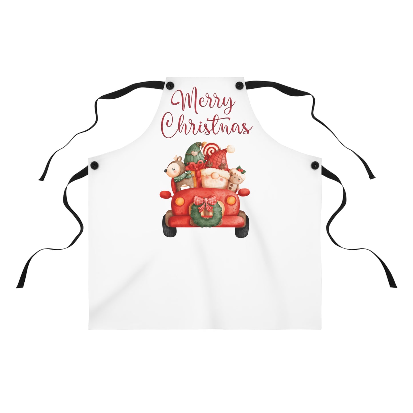 Merry Christmas Gnome Driving to Celebration - Kitchen Chef Apron