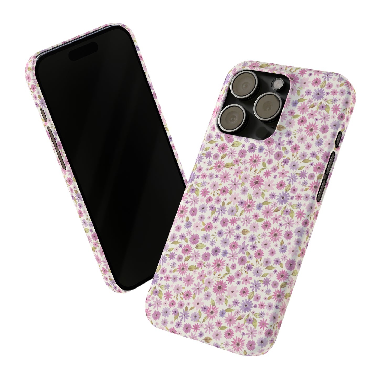 Pink and Purple Flower Design Iphone 15-12 Slim Phone Case