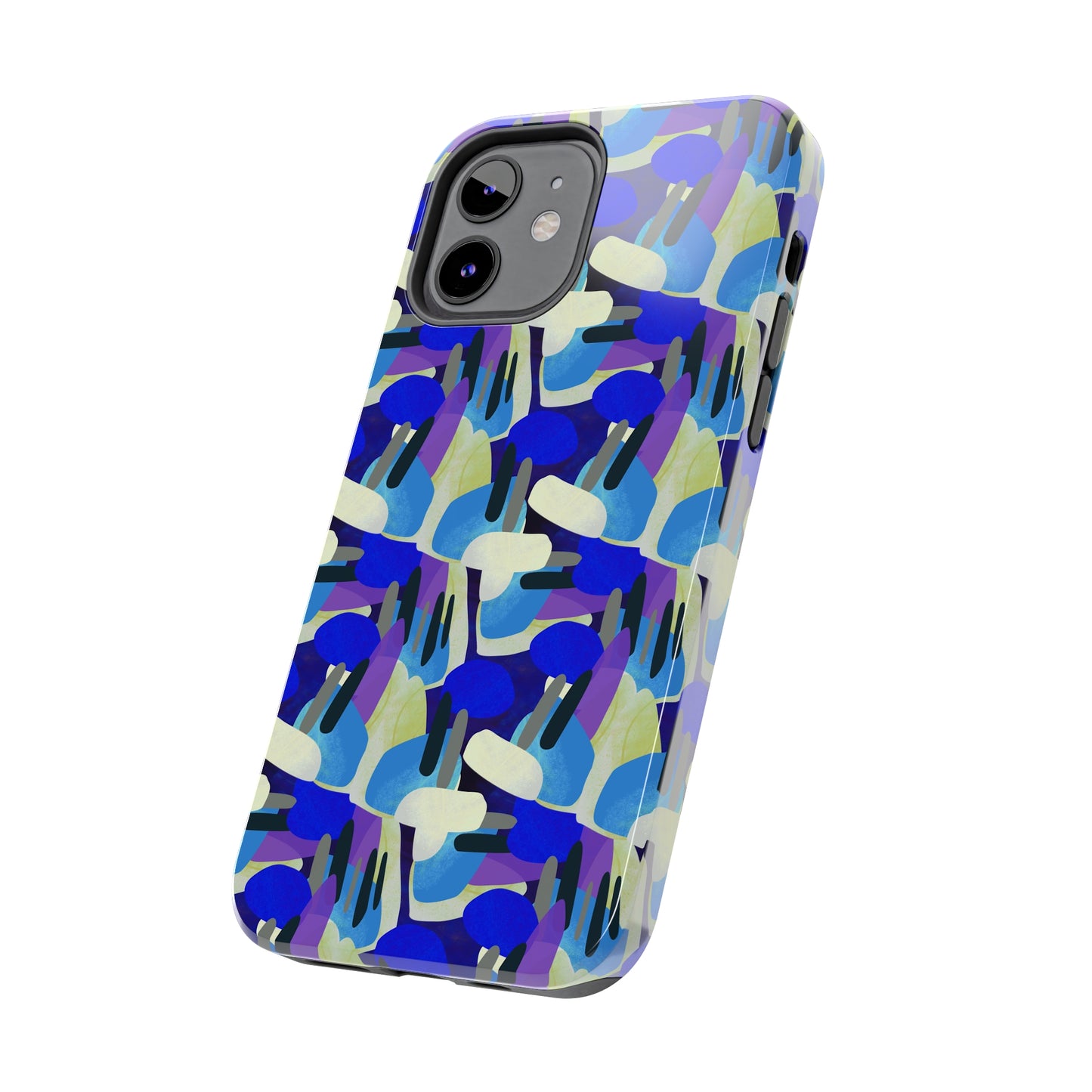 Blue, Purple and Green Abstract Design Iphone Tough Phone Case