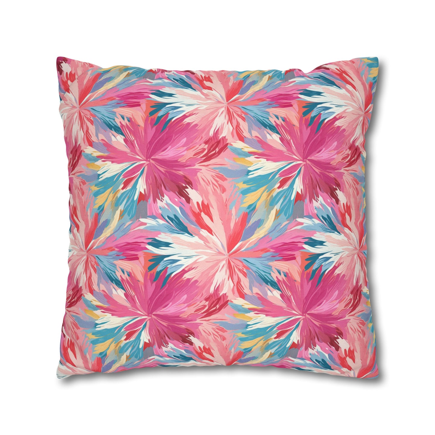 Whispering Sunset: Muted Pinks, Blues, and Gold Watercolor Flowers Spun Polyester Square Pillowcase 4 Sizes