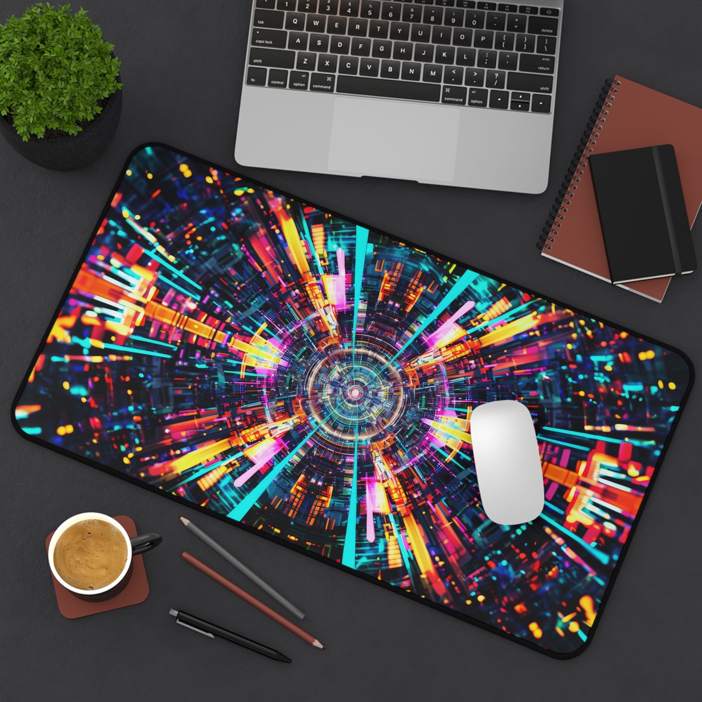 Vortex Gateway in Neon Tunnel of Light and Energy Extended Gaming Mouse Pad  Desk Mat  - 3 Sizes