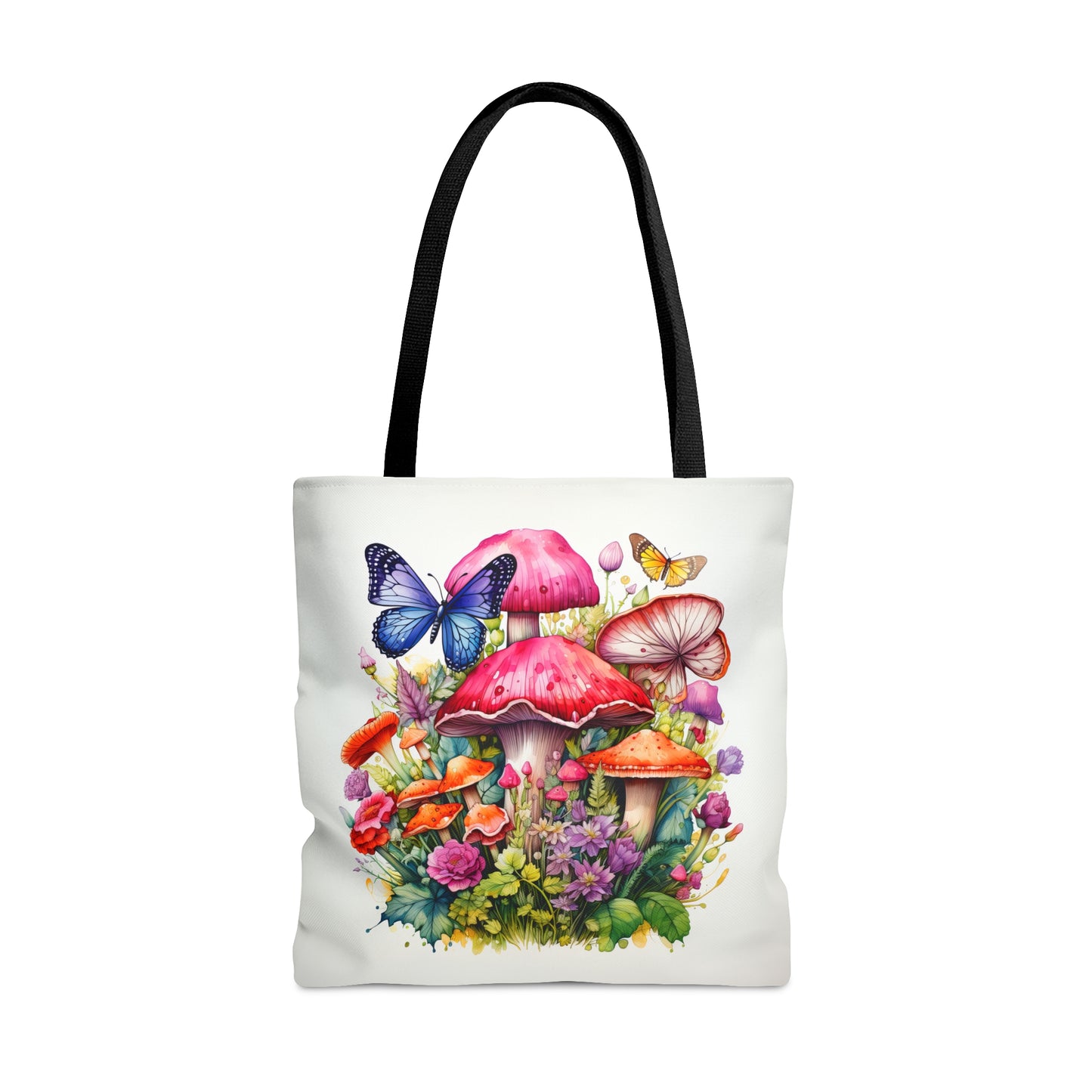 Magical Mushroom Oasis Where Flowers Bloom Amongst Butterflies  - Canvas Tote 3 Sizes