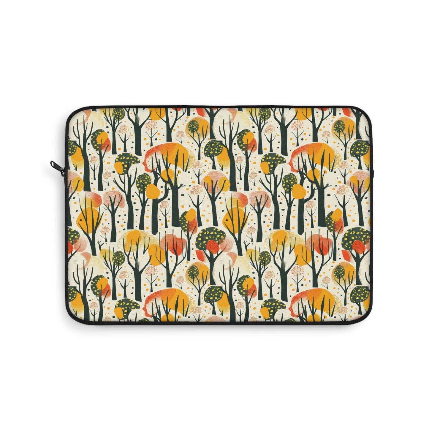 Enchanted Forest of Yellow and Orange Trees on a Speckled Cream Background Laptop or Ipad Protective Sleeve 3 Sizes Available