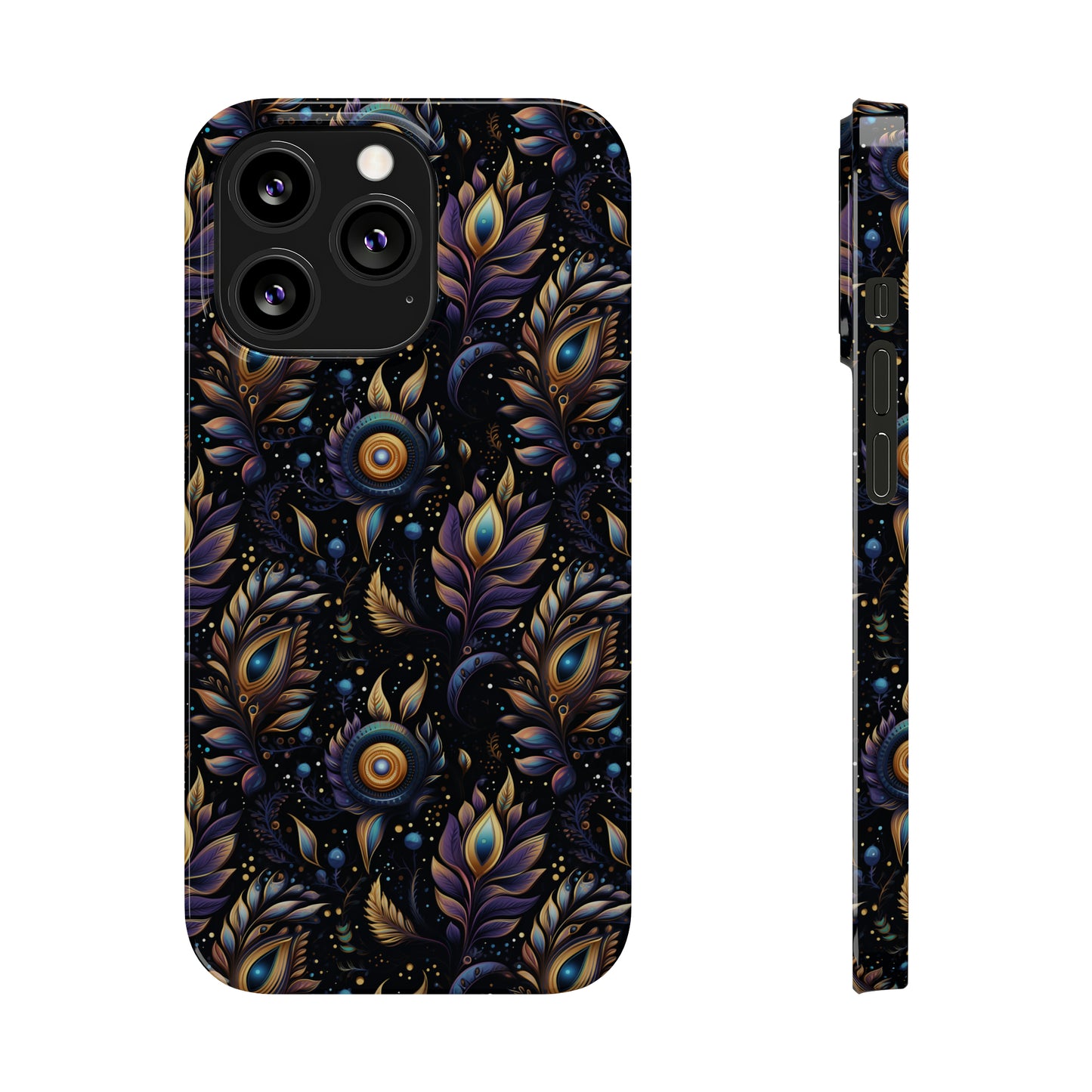 Mystical Enchanted Leaves and Celestial Stars Iphone 15-12 Slim Phone Case