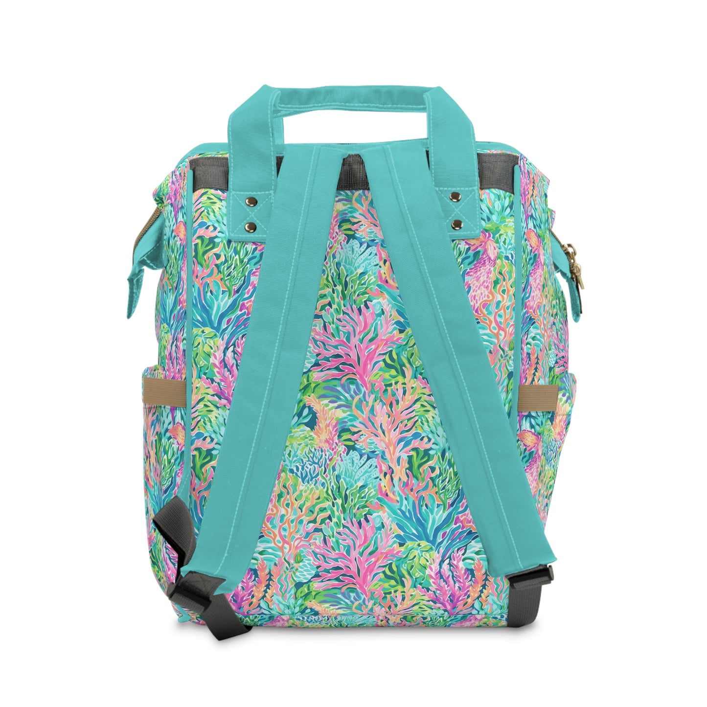 Submerged Spectrum: Vibrant Watercolor Depiction of Underwater Coral Multifunctional Diaper Backpack