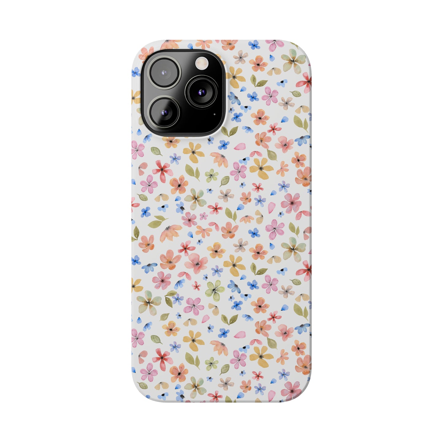 Tiny Pink, Yellow and Blue Flowers Iphone 15-12 Slim Phone Case