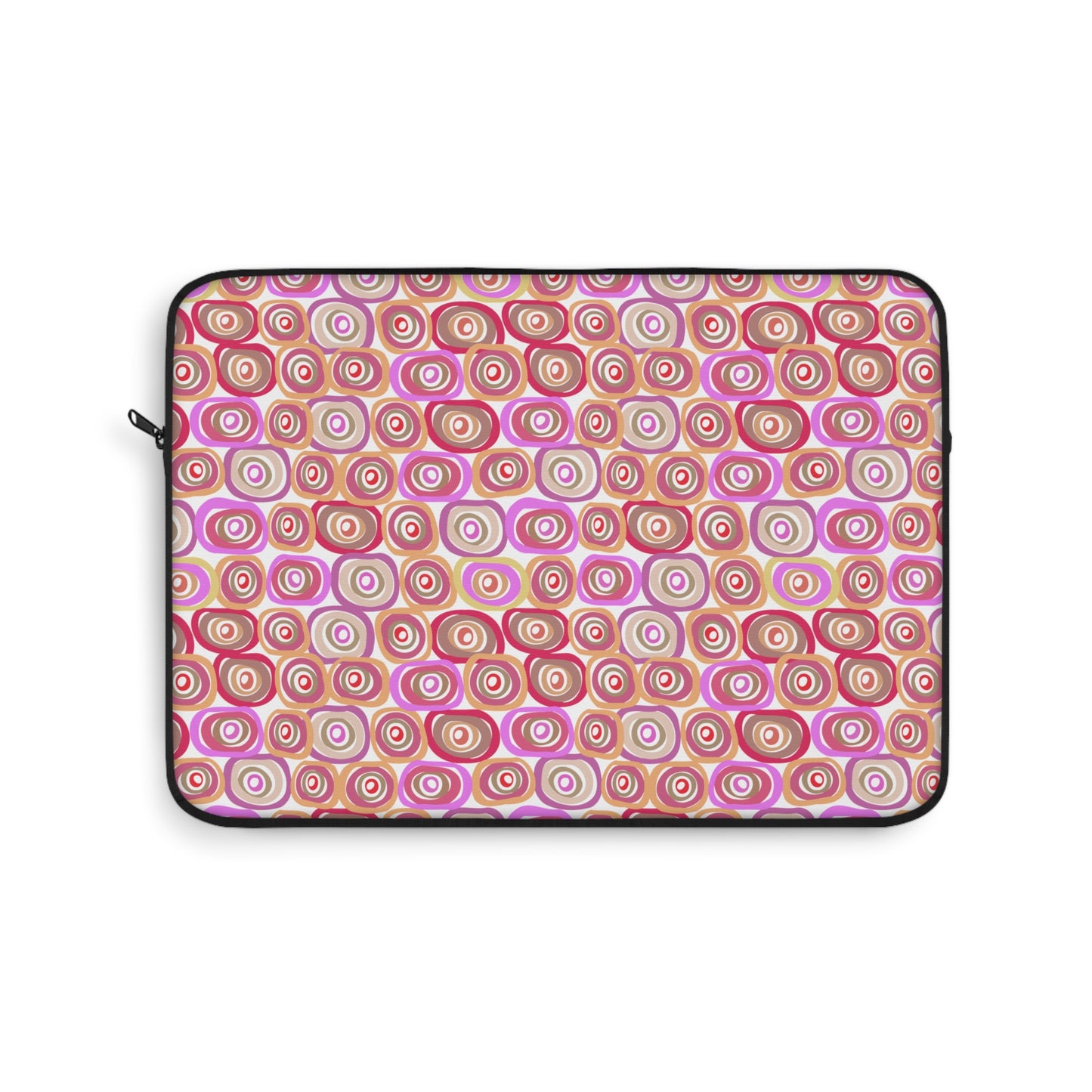 Modern Geometric Art Vibrant Pink, Orange and Tans Circles Pattern Laptop or Ipad Protective Sleeve 3 Sizes Available