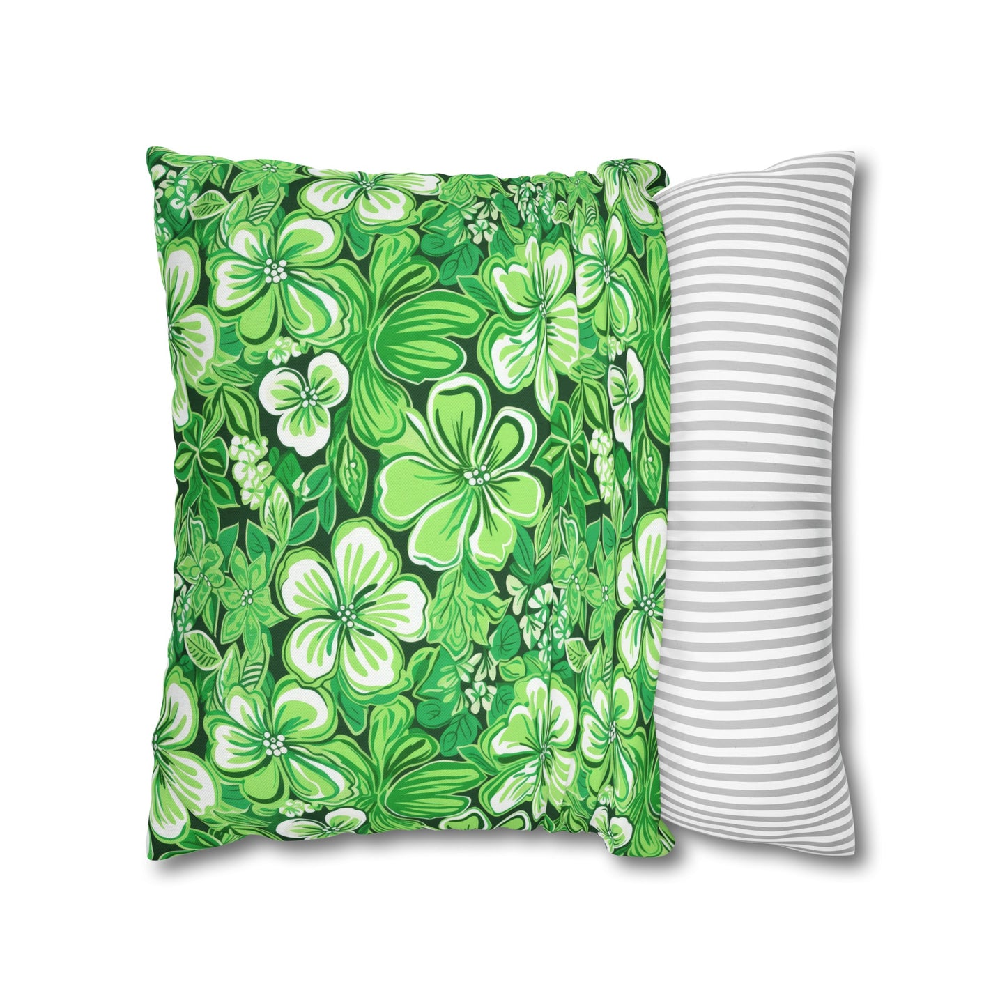 Emerald Essence: Floral Bloom Design in Green Hues Spun Polyester Square Pillowcase 4 Sizes