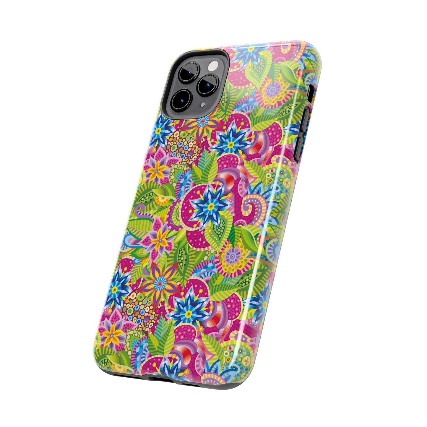 Vibrant Array of Abstract Flowers and Paisley in Rainbow Hues Iphone Tough Phone Case