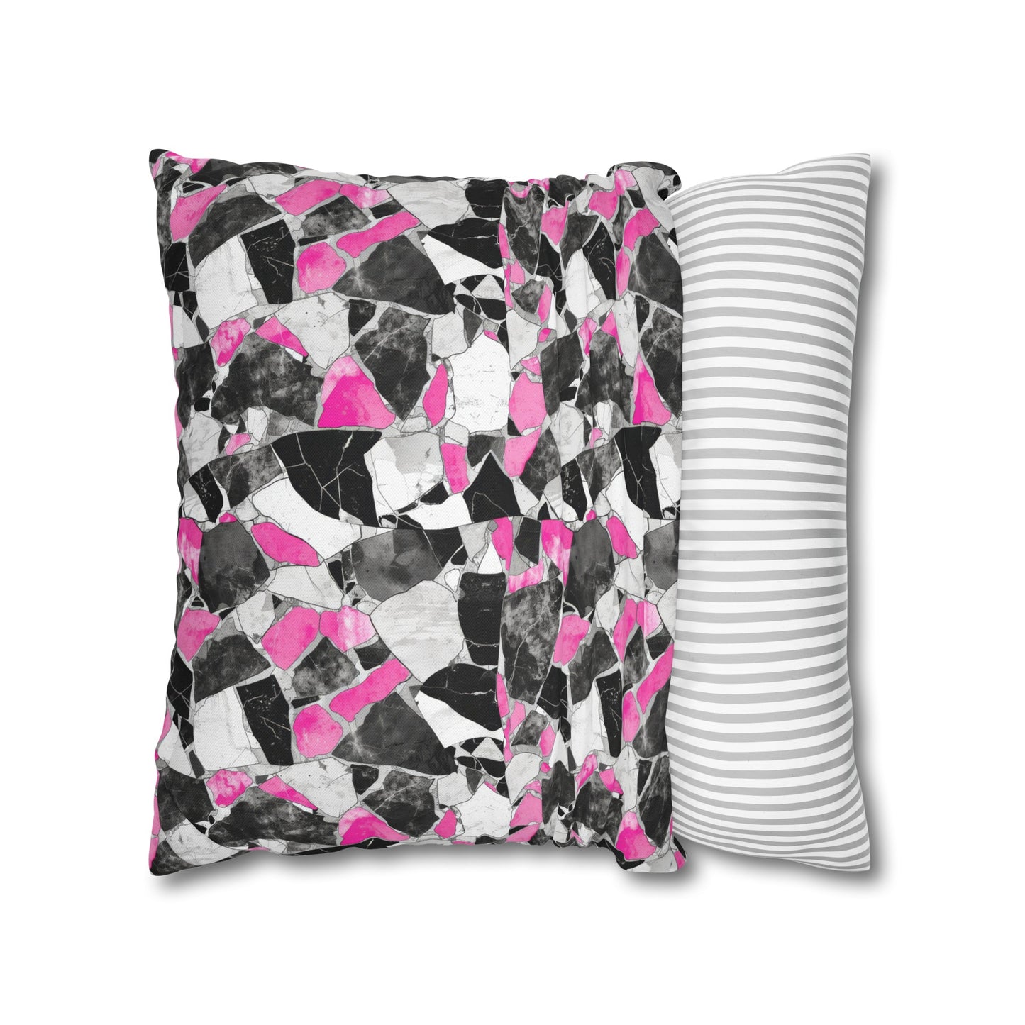 Chic Pink and Gray Mosaic Design Spun Polyester Square Pillowcase 4 Sizes