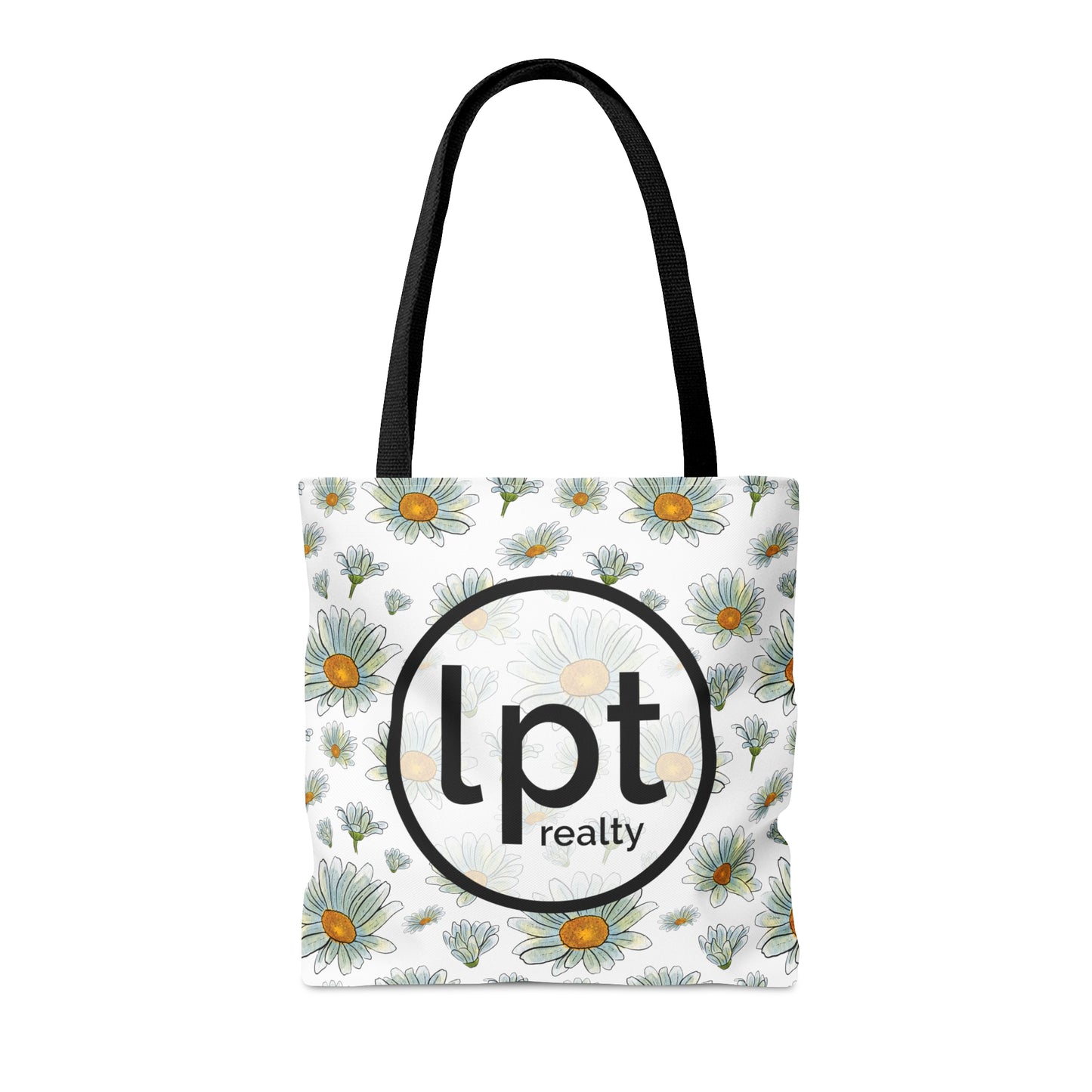 LPT Realty Logo on Watercolor Daisies Design - Canvas Tote 3 Sizes