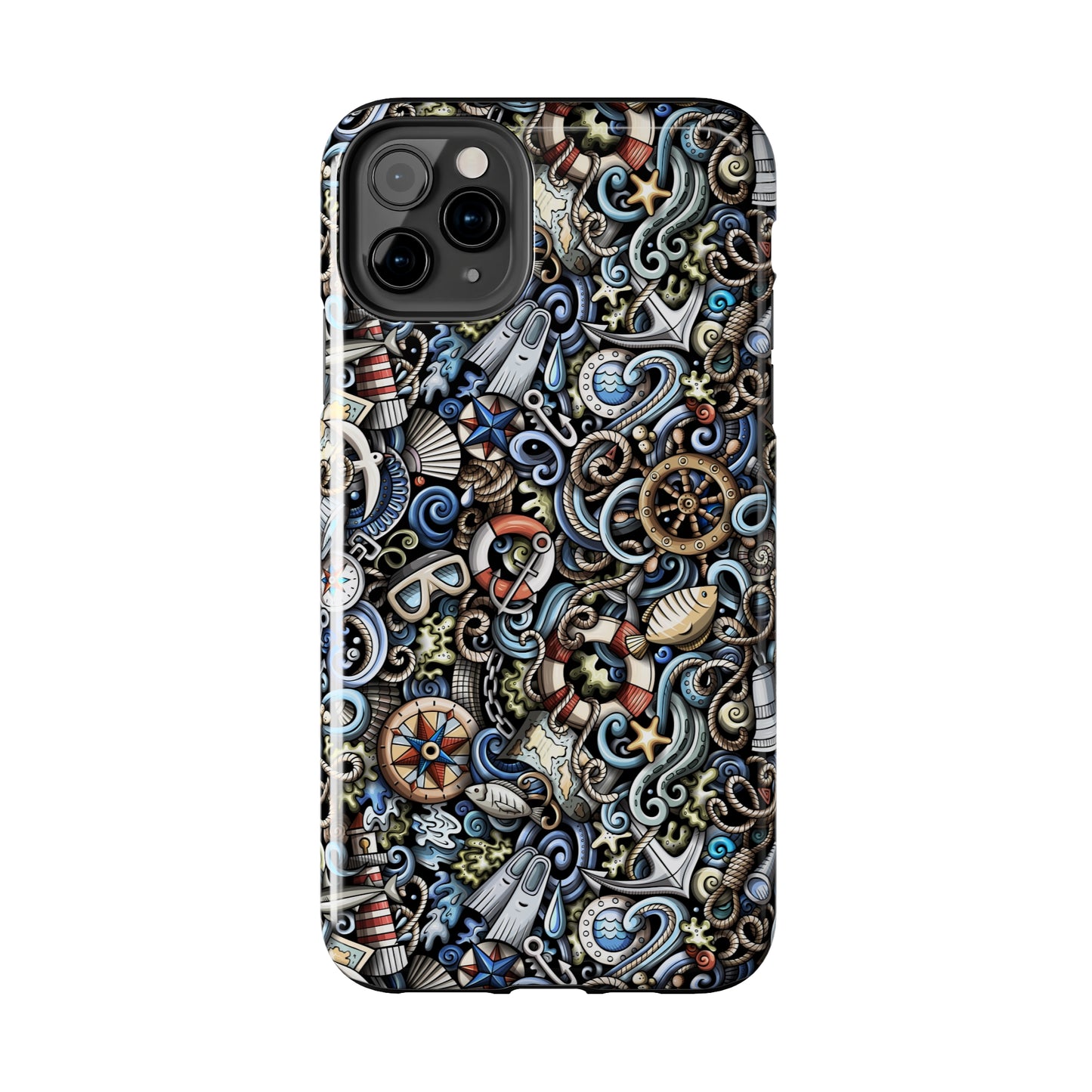 Nautical Ocean Navigation and Sealife Cartoon Design Iphone Tough Phone Case