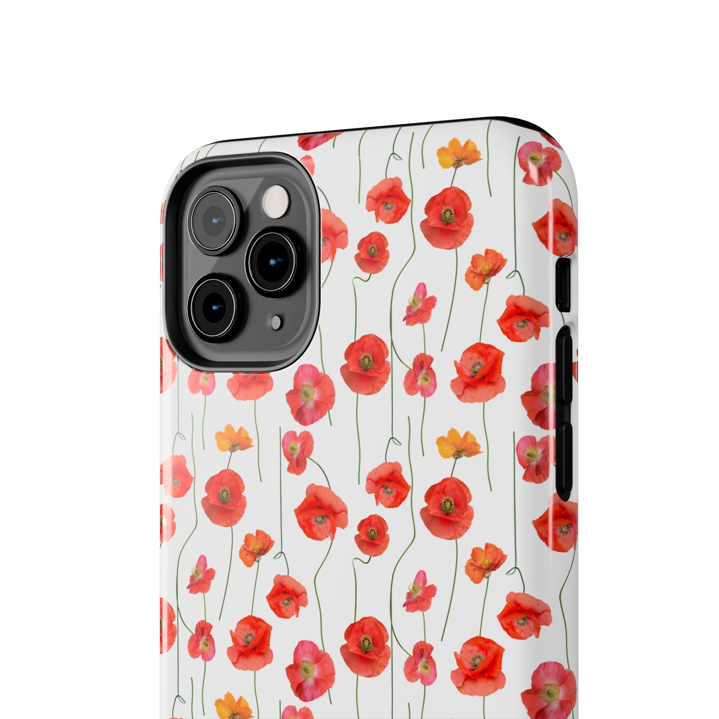 Vivid Elegance: Bright Red Poppies on a White Background Iphone Tough Phone Case