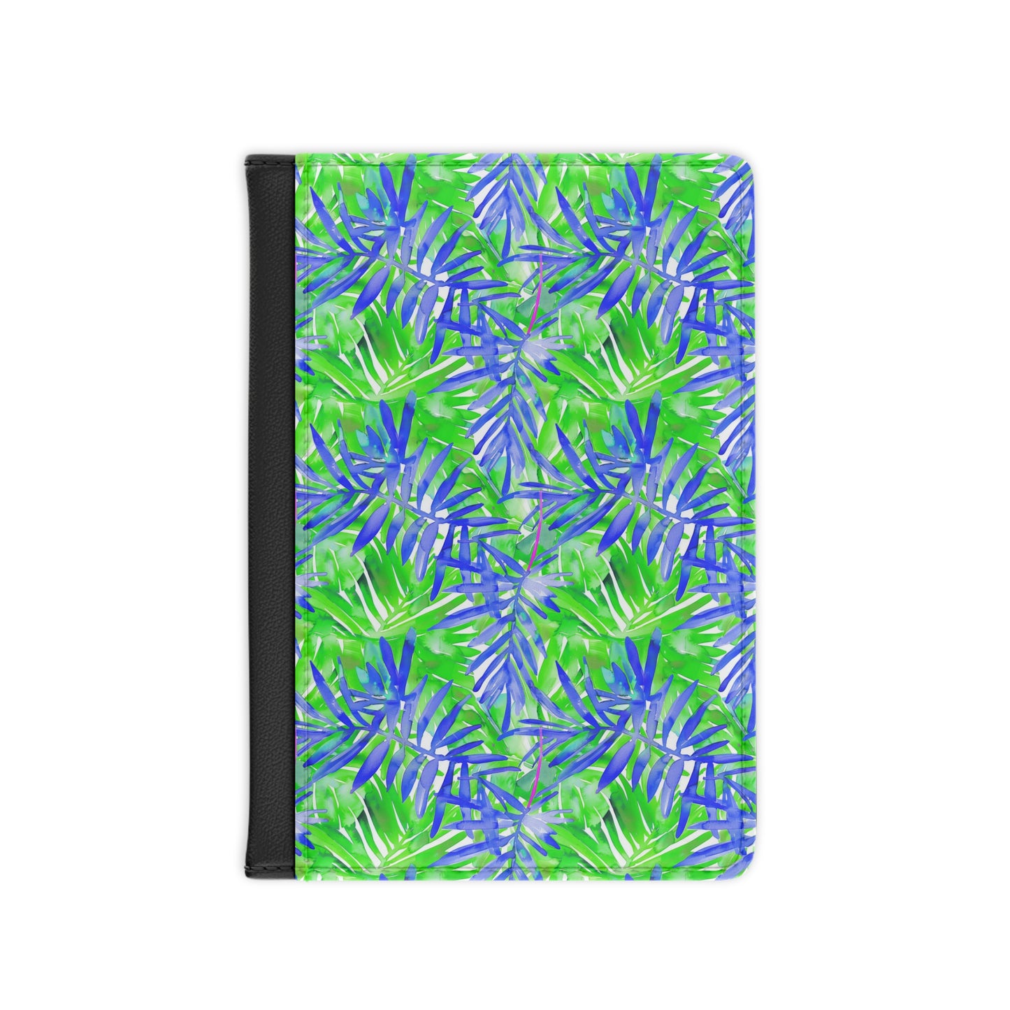 Tropical Harmony Blue and Green Palm Tree Leaves  - Passport Cover Faux Leather RFID Blocking