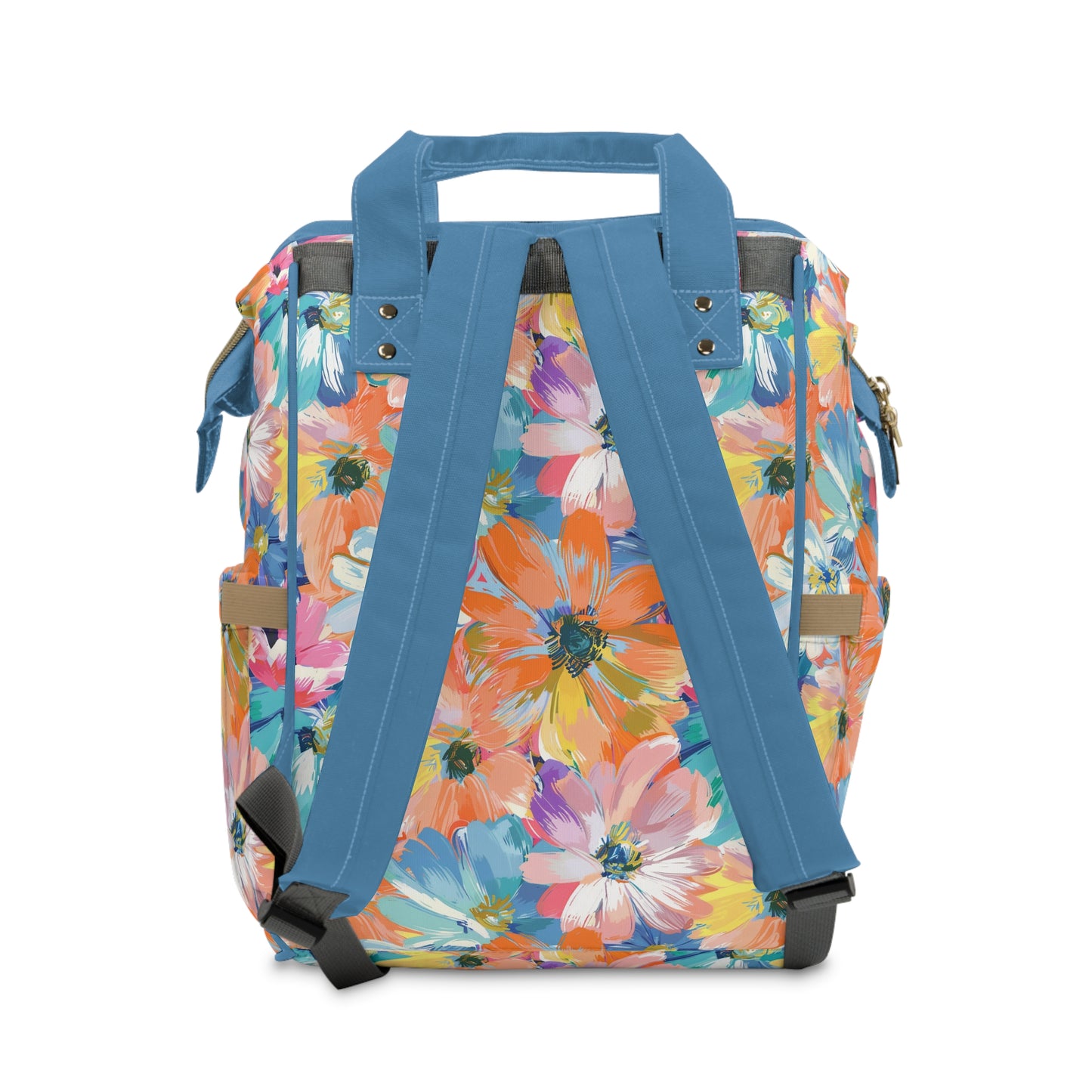 Subdued Elegance: Muted Colorful Watercolor Floral Blooms Multifunctional Diaper Backpack