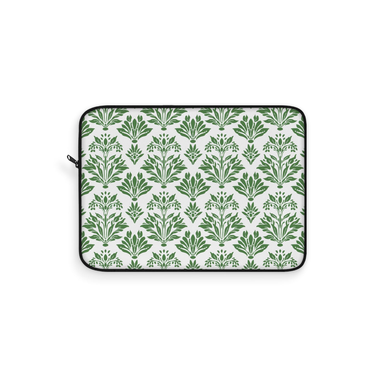 Green Floral Indian Block Print Pattern Laptop or Ipad Protective Sleeve 3 Sizes Available