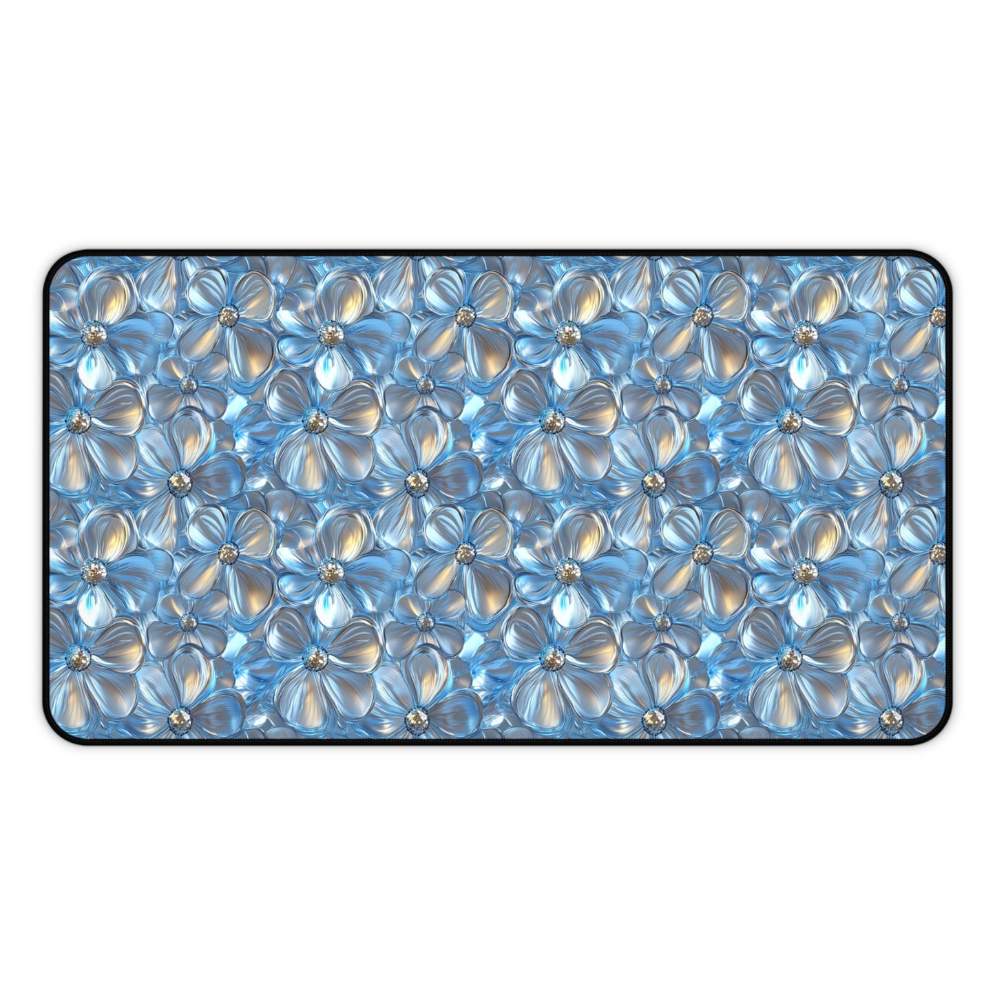 3D Silver Daisies Deskmat , Spring Flowers Desk Decoration, Floral Large Mousepad, Gaming Desk Mat, Desktop Accessory
