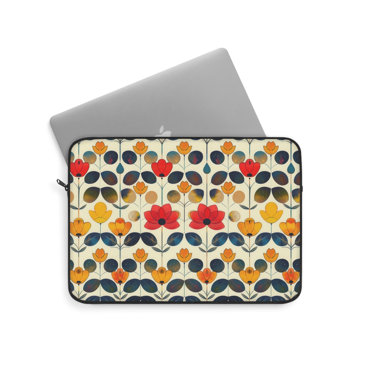 Whimsical Yellow, Red, and Blue Flower Design Laptop or Ipad Protective Sleeve 3 Sizes Available