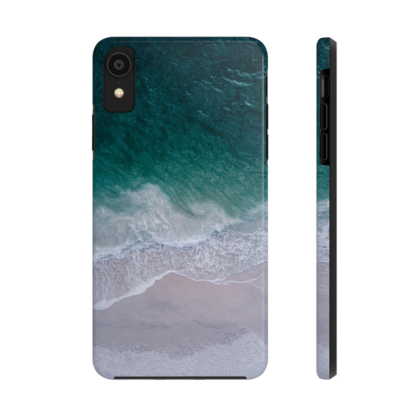 Ocean's Embrace: Deep Green Waters with White Waves Crashing onto the Beach Design Iphone Tough Phone Case