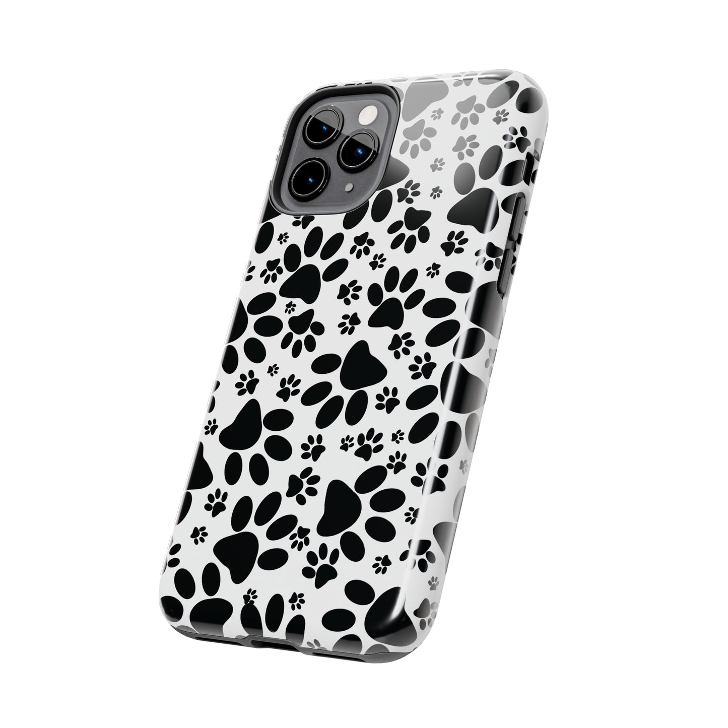 Stealthy Tracks: Black Animal Paw Prints Iphone Tough Phone Case