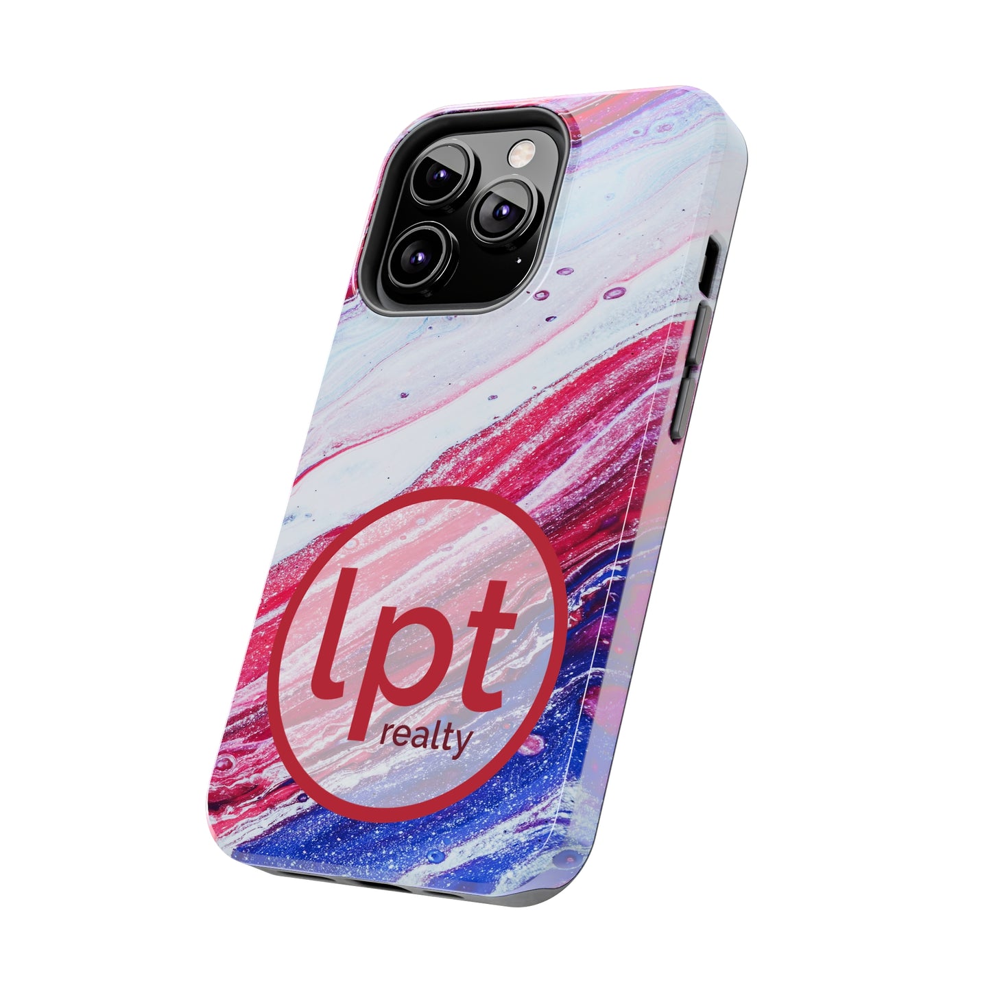 LPT Realty Logo -  Red White and Blue Alcohol Ink Design Iphone Tough Phone Case